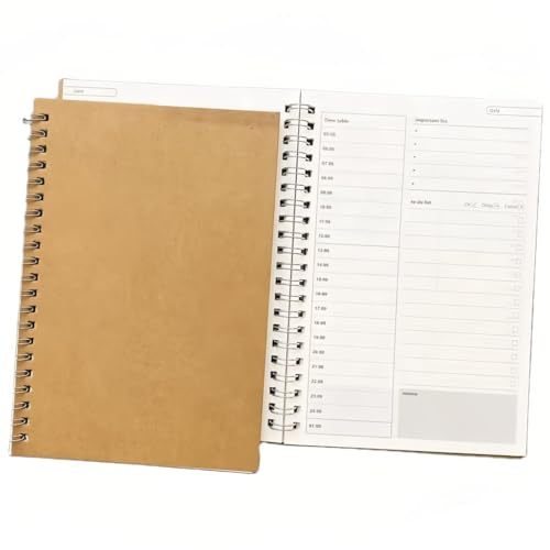 NJCXOLA Kalender 2024 2025 Terminplaner 2025 Kalender 2025 Tagesplaner-Loseblattbuch mit Softcover, 13cm x 19cm, 60 Blatt pro Buch, Braun von NJCXOLA