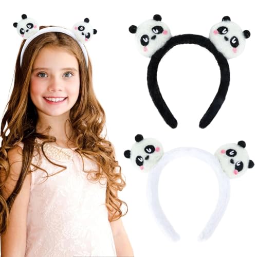 NJCXOLA Panda Stirnband Niedliche Party Kopfbedeckung Gesichtswäsche Panda Stirnband Tierkopfbedeckung Mode Haarband Bequeme Haarreifen Zubehör für Erwachsene Kinder Dekoration (Schwarz + Weiß) von NJCXOLA