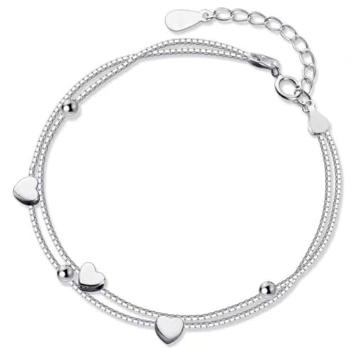 Silber Armband für Damen Silberarmband Damen Silber Herz Armband Freundschaftsarmband Verstellbare Armkette Geschenke von NJCXOLA