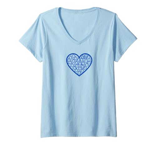 Damen Jüdische Sternherzen T-Shirt mit V-Ausschnitt Damen Jüdische Sternherzen T-Shirt mit V-Ausschnitt von NJG Designs