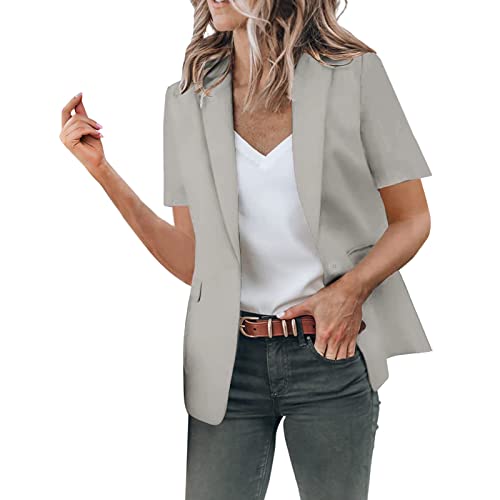 Damen Blazer Casual Open Front Cardigan Langarm Damen Casual Solid Single Button Kurzarm Slim Anzug Temperament Mantel für Daliy Work Jacken von NJGRAE