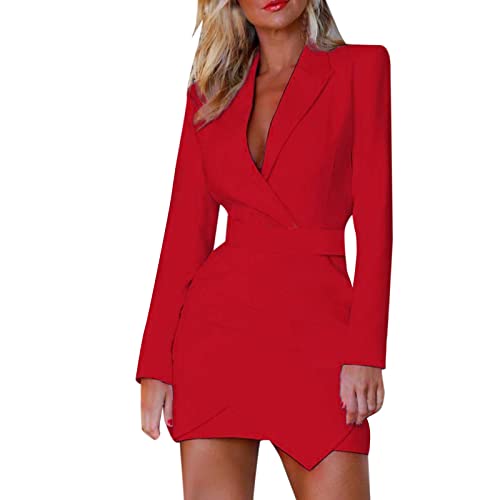 NJGRAE Damen Blazer Casual Open Front Cardigan Langarm Damen-, vorne offen, sexy, elegant, formelle Anzugjacken, Kleid für die Arbeit, Büro, Business-Mantel mit Gürtel, Lange Jacken von NJGRAE