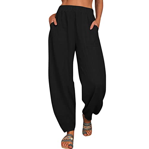 NJGRAE Damen Hose Haremshose Pumphose Jogginghose Sporthose Sweatpants Pumphose Jogginghose Hose Sweatpants Schwarz XXL von NJGRAE