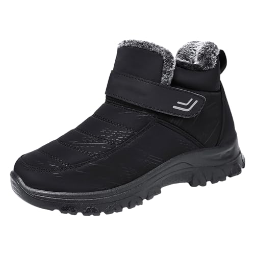 NJGRAE Damen Winterstiefel Wasserdicht Warm gefütterte Schneestiefel Winterschuhe wasserdicht kurz plüschig warm und bequem zum Hineinschlüpfen Schneestiefel Damen Winter (vy1-Black, 40) von NJGRAE