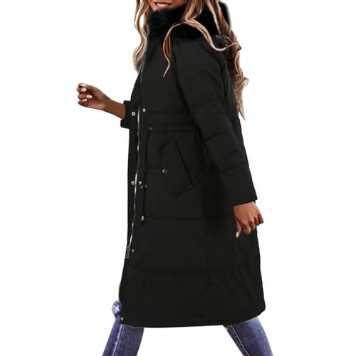 NJGRAE Daunenjacke Damen Kapuzenjacke Lang Damenmantel Winter Steppjacke Lang Jacke Damen üBergangsjackeOutdoor Leichte Steppjacke Schwarz Warm Wattierte Jacke (XT5-BK1, XXL) von NJGRAE