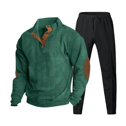 NJGRAE Herren Jogginganzug Trainingsanzug Kapuzenpullover Sportbekleidung Männer Sweatjacke und Trainingshose Sportanzug Langen Ärmeln Cord und Kapuzenpullover (1-Green, XL) von NJGRAE