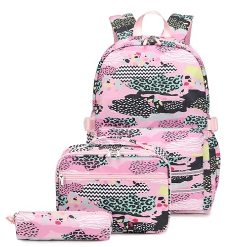 NJIEzhao 3 Teile/Satz Kinder Schultaschen for Mädchen im Teenageralter Wasserdichter Rucksack Studenten Schultasche Mit Federmäppchen Lunchbox Schultaschen Set(Color 6) von NJIEzhao