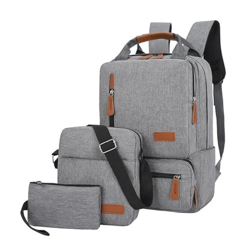 NJIEzhao 3 Teile/Satz Rucksack for Teen Junge Mädchen Grundschule Kinder Bookbag Große Kapazität Schultaschen Set(Grey-3PCS-Set) von NJIEzhao