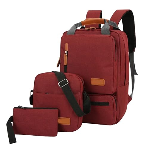 NJIEzhao 3 Teile/Satz Rucksack for Teen Junge Mädchen Grundschule Kinder Bookbag Große Kapazität Schultaschen Set(Red-3PCS-Set) von NJIEzhao