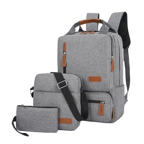 NJIEzhao Laderucksack Herren Große Kapazität Wasserdichter Computer Dreiteiliger Multifunktions-Schulranzen for Schüler Schultaschen Set(Gray) von NJIEzhao