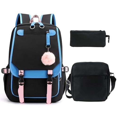NJIEzhao Modischer Studentenrucksack, einzelne Schultertasche, Stiftetui, dreiteiliges Set, multifunktional Schultaschen Set(352-BB-custom Images) von NJIEzhao