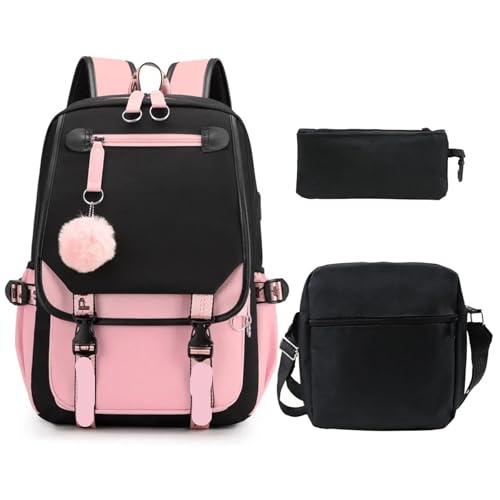 NJIEzhao Modischer Studentenrucksack, einzelne Schultertasche, Stiftetui, dreiteiliges Set, multifunktional Schultaschen Set(352-BP-custom Images) von NJIEzhao