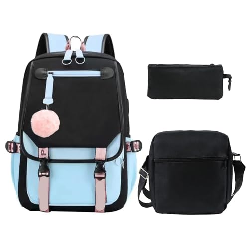 NJIEzhao Modischer Studentenrucksack, einzelne Schultertasche, Stiftetui, dreiteiliges Set, multifunktional Schultaschen Set(352-LB-custom Images) von NJIEzhao