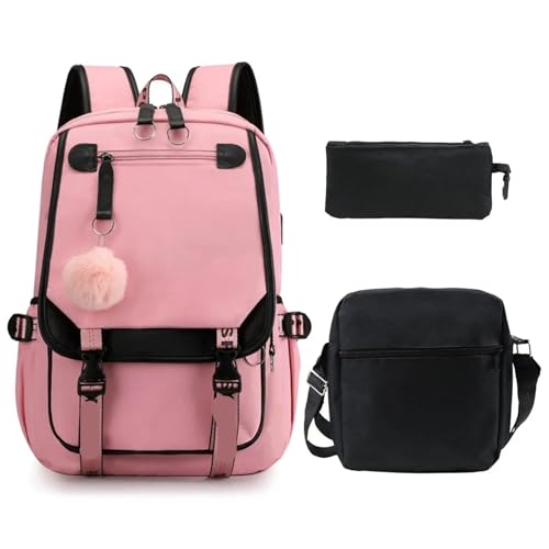 NJIEzhao Modischer Studentenrucksack, einzelne Schultertasche, Stiftetui, dreiteiliges Set, multifunktional Schultaschen Set(352-PK-custom Images) von NJIEzhao