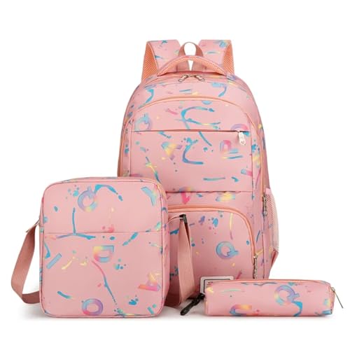NJIEzhao Student Oxford Tuch Schultasche Mädchen Große Kapazität Multi-Level Casual Kind Rucksack Junge Volltonfarbe Schultaschen Set(Color 6) von NJIEzhao