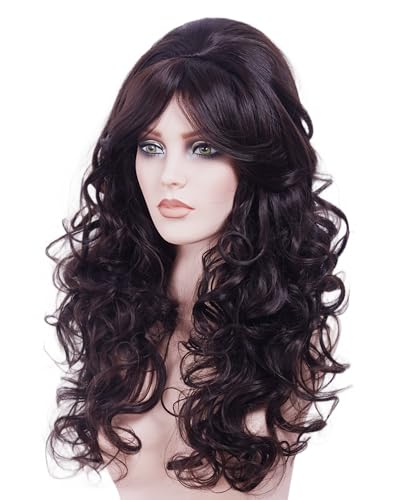 NJJYXH 55,9 cm lange Perücke im Bienenstock-Stil für Damen, lange gewellte Perücke mit Pony, synthetische natürliche Perücke für 60er, 70er, 80er Jahre, Cosplay, Halloween, den täglichen Gebrauch NJJYXH 55,9 cm lange Perücke im Bienenstock-Stil für Damen, lange gewellte Perücke mit Pony, synthetische natürliche Perücke für 60er, 70er, 80er Jahre, Cosplay, Halloween, den täglichen Gebrauch von NJJYXH