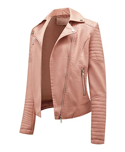 NJNJGO Damen-PU-Lederjacken, Oberbekleidung, Revers, Biker, offene Vorderseite, Pink, Medium NJNJGO Damen-PU-Lederjacken, Oberbekleidung, Revers, Biker, offene Vorderseite, Pink, Medium von NJNJGO