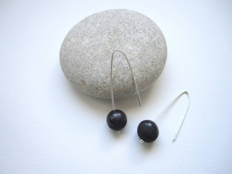 Ohrringe Aus Schwarzem Sandstein Und Silber von NJceramiques