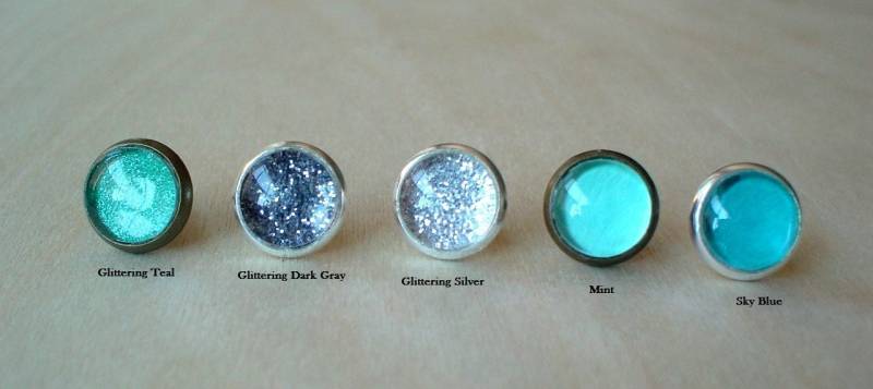 10mm Kleine Ohrstecker, Teal/Blau/Silber/Grau/Mint | 5 Farbwahlen von NJsDreamBoxes