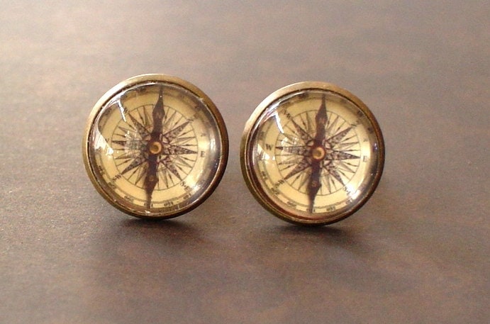 20% Off 16 Mm Kompass Manschettenknöpfe, Herren Accessoires, Anker Perfekte Geschenkidee | #2 von NJsDreamBoxes