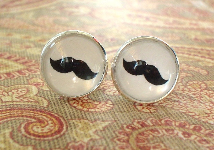 20% Off 16 Mm Schnurrbart Schwarz Weiß Manschettenknüpfe, Herren Accessoires, Anker Perfekte Geschenkidee von NJsDreamBoxes