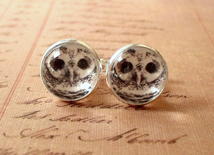 20% Off 16 Mm Schwarz-Weiß Eulen Gesicht Manschettenknüpfe, Herren Accessoires, Perfekte Geschenkidee von NJsDreamBoxes