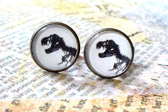 20% Off 16 Mm Schwarz-Weiß T.rex Dinosaurier Fossil Knochen Manschettenknöpfe, Herren Accessoires, Anker Perfekte Geschenkidee von NJsDreamBoxes