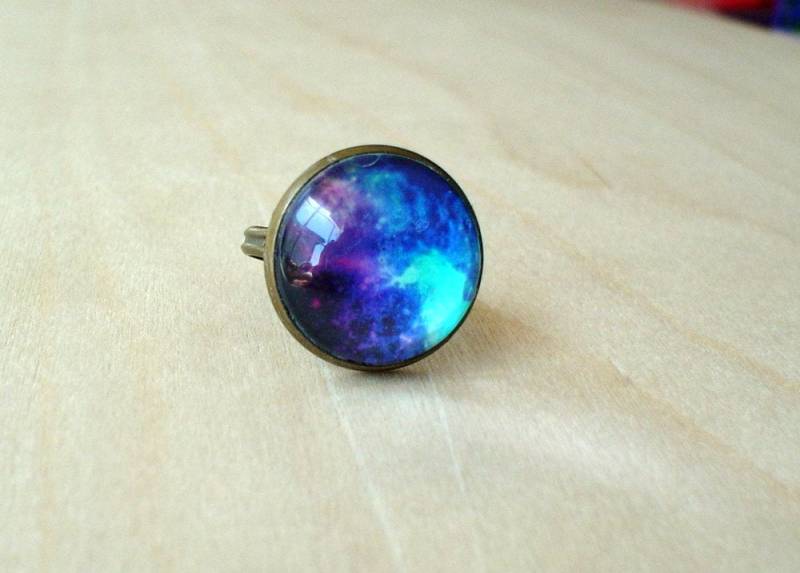 20% Off -Galaxy Bright Blue Lila Farbe Bronze Verstellbarer Ring, Handgefertigter Kunstschmuck 20% Off -Galaxy Bright Blue Lila Farbe Bronze Verstellbarer Ring, Handgefertigter Kunstschmuck von NJsDreamBoxes