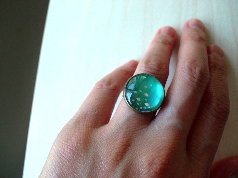 20% Off - Leuchtender Teal Musshroon Ring, Schönes Geschenk Für Sie von NJsDreamBoxes