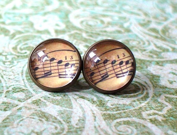 Alte Vintage Musik Ohrstecker, Schönes Geschenk Für Sie, Geschenkidee Alte Vintage Musik Ohrstecker, Schönes Geschenk Für Sie, Geschenkidee von NJsDreamBoxes