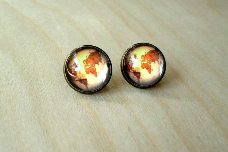 Alte Weltkarte Vintage Stil Ohrstecker, Ohrringe Post, Alte Mode, Geschenkidee Alte Weltkarte Vintage Stil Ohrstecker, Ohrringe Post, Alte Mode, Geschenkidee von NJsDreamBoxes