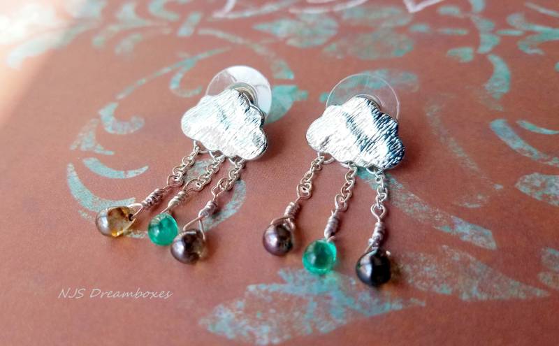 Bergregen Versilberte Glas Ohrstecker Bergregen Versilberte Glas Ohrstecker von NJsDreamBoxes