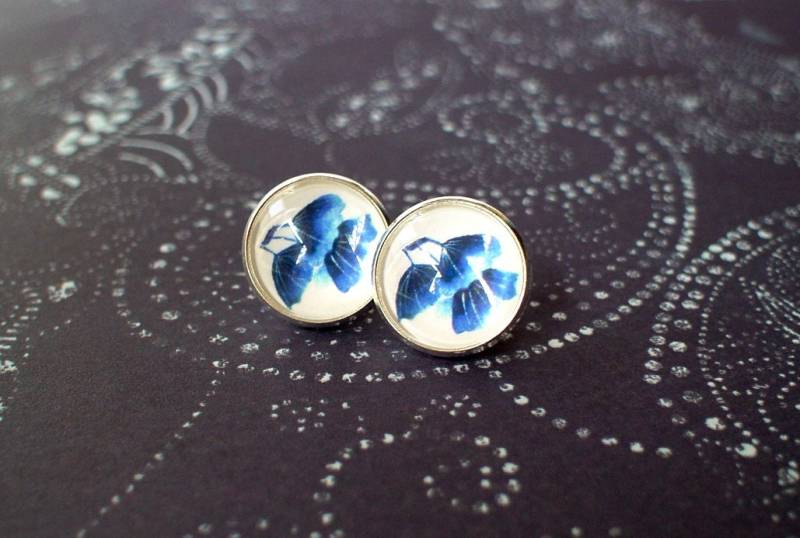 Blaue Und Weiße Ginkgo Blätter, Eleganter Chic, Geschenkidee von NJsDreamBoxes