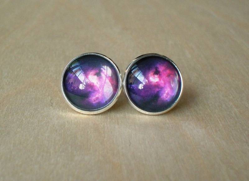 Galaxy Cosmos Dunkellila/Schwarz Ohrstecker, Schönes Geschenk Für Sie.toll Party von NJsDreamBoxes