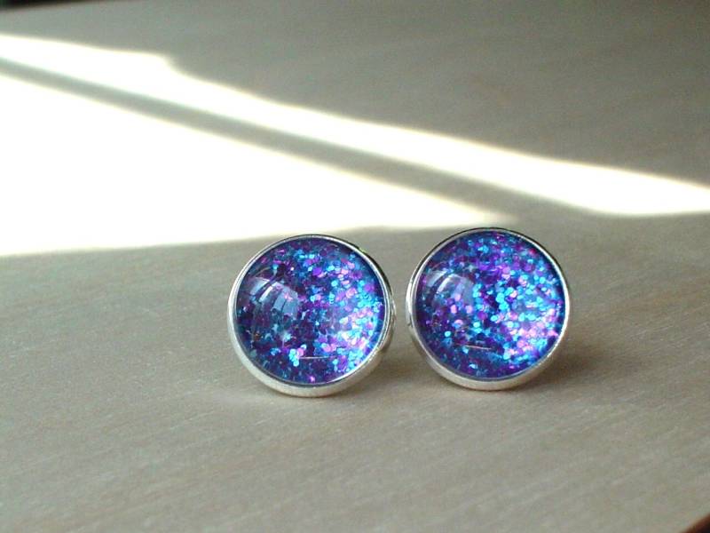 Glitzernde Blau/Lila Multi Color Ohrstecker, Elegantes Und Niedliches Geschenk Für Sie von NJsDreamBoxes