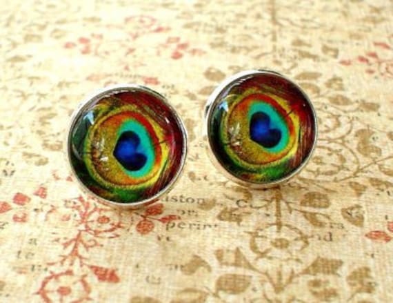 Pfauenauge Feder Golden Blau Grün Multi Color Ohrstecker, Ausgefallene Ohrringe, Geschenk Für Sie Pfauenauge Feder Golden Blau Grün Multi Color Ohrstecker, Ausgefallene Ohrringe, Geschenk Für Sie von NJsDreamBoxes