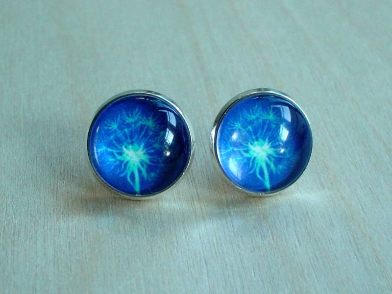 Pusteblume - Dunkelblaue Pflanzen Flora Ohrstecker , Elegantes Schönes Geschenk Für Sie von NJsDreamBoxes