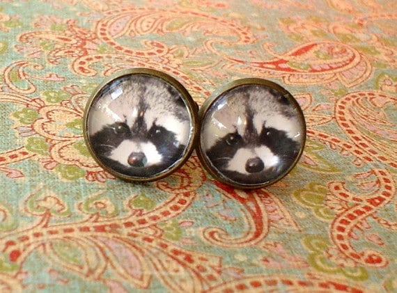 Schwarz Weiß Waschbär Gesicht Tier 16 Mm Manschettenknöpfe, Herren Accessoires, Perfekte Geschenkidee von NJsDreamBoxes