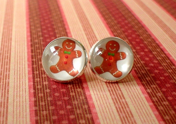 Weihnachts Lebkuchen Cabochon Ohrstecker, Ohrring Post, Süße Geschenkidee Weihnachts Lebkuchen Cabochon Ohrstecker, Ohrring Post, Süße Geschenkidee von NJsDreamBoxes