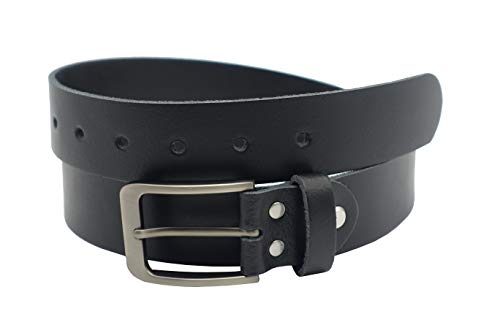 NK Belt GmbH 3,5cm schwarzer Vollrindleder-/Jeansgürtel für Damen und Herren 80cm - 145 cm (80cm Gesamtlänge 90cm) von NK Belt GmbH