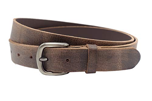 NK Belt GmbH 3cm echte Büffelleder Gürtel Braun Herren Jeans Leder Hand Gemacht 80 cm145 cm (105cm Gesamtlänge 115cm) von NK Belt GmbH