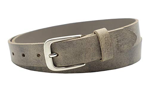 NK Belt GmbH 3cm echter Büffelleder Gürtel Grau Damen Herren Jeans Hand Gemacht 80 cm -145 cm (80cm Gesamtlänge 90cm) von NK Belt GmbH