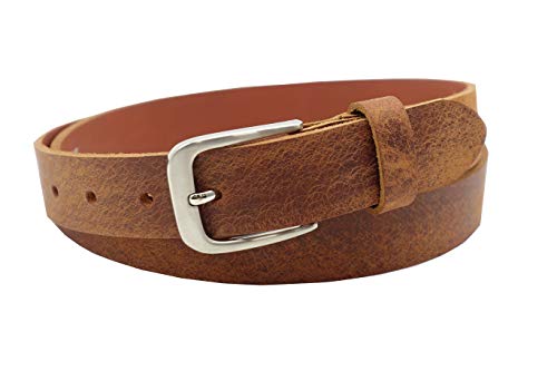 NK Belt GmbH 3cm echter Büffelleder Gürtel cognac Damen Herren Jeans Hand Gemacht 80cm-145 cm (135cm Gesamtlänge 145cm) von NK Belt GmbH