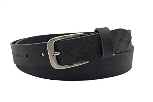 NK Belt GmbH 3cm echter Büffelleder Gürtel schwarz Damen Herren Jeans Handgemacht 80cm- 145cm (115cm Gesamtlänge 125cm) von NK Belt GmbH