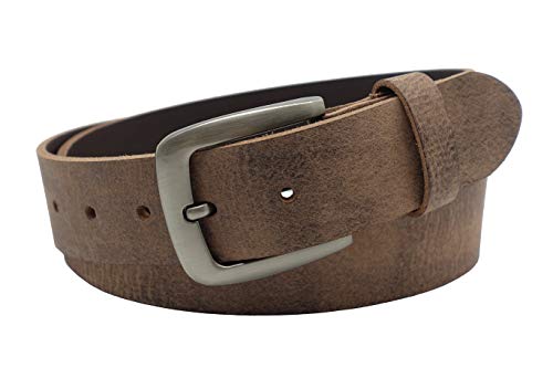 NK Belt GmbH 4cm echter Büffelleder Gürtel Braun Herren Jeans Leder Handgemacht 80cm-145 cm R (100cm Gesamtlänge 110cm) von NK Belt GmbH