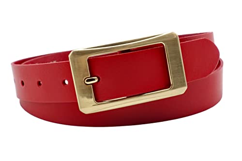 NK Belt GmbH Damen Ledergürtel, Anzug Jeans Gürtel, Made in Germany 3cm #G-13 (Rot, 100cm Gesamtlänge 115cm) von NK Belt GmbH