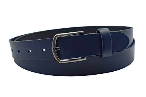 NK Belt GmbH Damen Ledergürtel, Anzug Jeans Gürtel, Made in Germany 3cm #M-01A (Blau, 120cm Gesamtlänge 135cm) von NK Belt GmbH