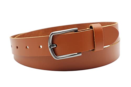 NK Belt GmbH Damen Ledergürtel, Anzug Jeans Gürtel, Made in Germany 3cm #M-01A (Cognac, 120cm Gesamtlänge 135cm) von NK Belt GmbH