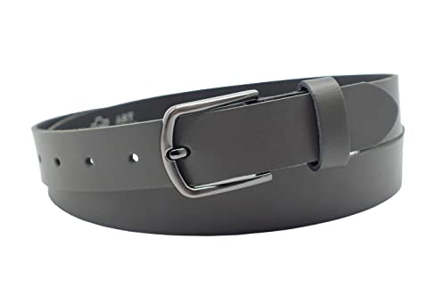 NK Belt GmbH Damen Ledergürtel, Anzug Jeans Gürtel, Made in Germany 3cm #M-01A (Grau, 110cm Gesamtlänge 125cm) von NK Belt GmbH