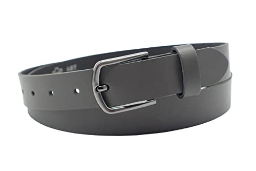 NK Belt GmbH Damen Ledergürtel, Anzug Jeans Gürtel, Made in Germany 3cm #M-01A (Grau, 120cm Gesamtlänge 135cm) von NK Belt GmbH